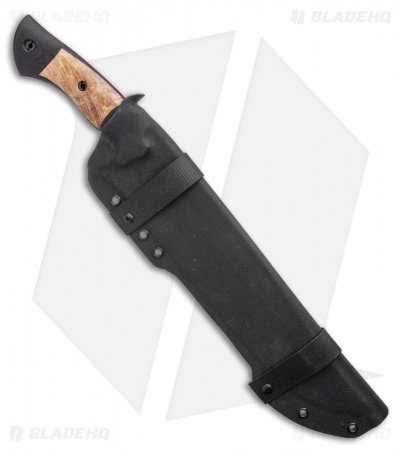 Dark Timber Knives Devil's Horn Knife Black Mi. / Ash Burl Wood (11.8" Two-Tone) - Image 3