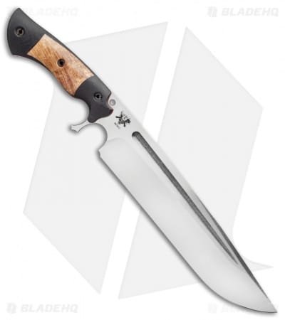 Dark Timber Knives Devil's Horn Knife Black Mi. / Ash Burl Wood (11.8" Two-Tone) - Image 2
