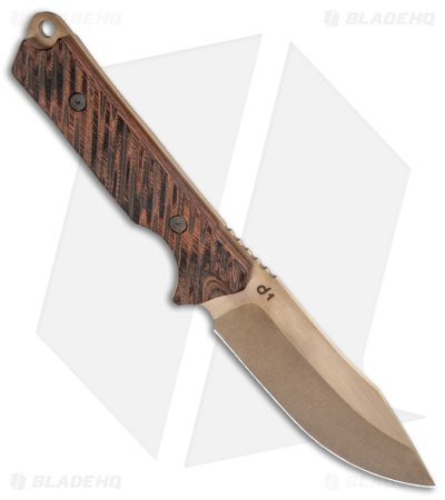 Dew Hara Custom D1 Fixed Blade Knife Pakkawood (4.1" Bronze) - Image 2