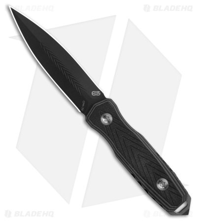 EOS Mini Thresher Fixed Blade Knife Black/Black Silver Spike (3.6" Black)
