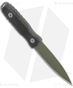 Alternative view of EOS Mini Thresher Fixed Blade Knife OD Green/Black Silver Knuck (3.6" ODG)