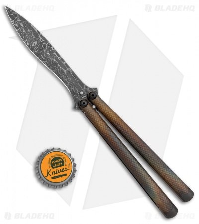 Eldon Talley Custom Talisong Flipper Balisong Knife (4.25" Kukri Damascus) - Image 4
