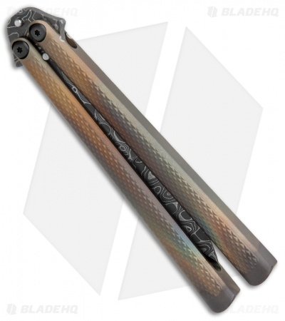 Eldon Talley Custom Talisong Flipper Balisong Knife (4.25" Kukri Damascus) - Image 2