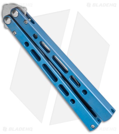 Eldon Talley Custom Talisong Pro Butterfly Knife Blasted Blue Ti (4.5" Satin) - Image 3