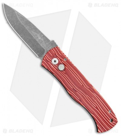 Emerson Protech CQC-7 Automatic Knife Red Grain Micarta (3.25" Acid Stonewash)