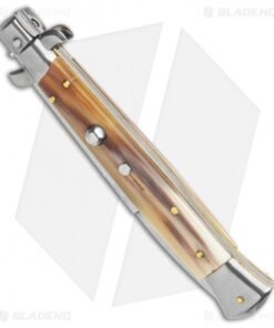 Alternative view of Frank B 11" Italian Stiletto Automatic Knife Brazilian Horn Bayo (5" Satin)