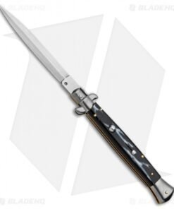 Frank B 11" Italian Stiletto Dagger Automatic Knife Sim Dark Horn (5" Satin)