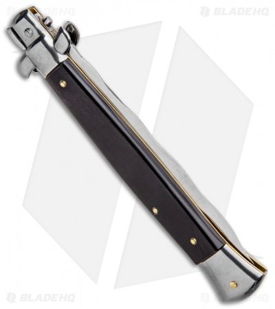 Frank B 11" Italian Stiletto Kris Automatic Knife Dark Horn (5" Polish) - Image 3
