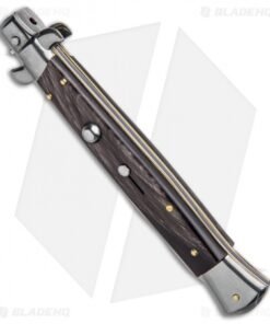 Alternative view of Frank B 11" Italian Stiletto Kris Automatic Knife Dark Horn (5" Polish)