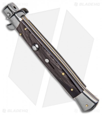 Frank B 11" Italian Stiletto Kris Automatic Knife Dark Horn (5" Polish) - Image 2