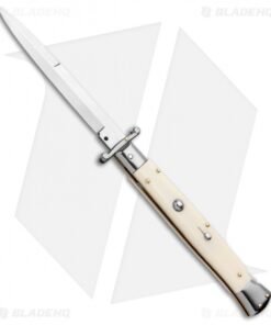 Frank B 11" Italian Stiletto Swinguard Bayo Automatic Sim Ivory (5" Satin)