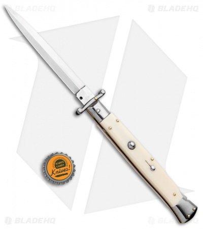 Frank B 11" Italian Stiletto Swinguard Dagger Knife Sim Ivory (5" Satin) - Image 4