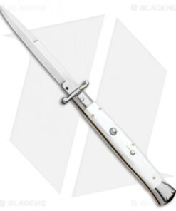 Frank B 11" Italian Stiletto Swinguard Automatic White (5" Satin Bayonet)