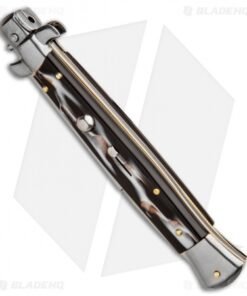 Alternative view of Frank B 11" Italian Stiletto Bayo Automatic Knife Sim Dark Horn (5" Satin)