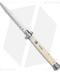 Frank B 13" Italian Stiletto Automatic Knife Sim Ivory (6" Satin Bayo)