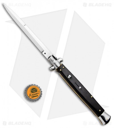 Frank B. 13" Italian Stiletto Bayonet Automatic Knife Black (6" Satin) - Image 4