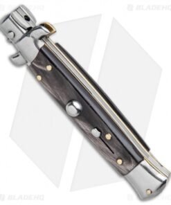 Alternative view of Frank B 7.5" Italian Stiletto Automatic Knife Dark Horn (3.25" Polish)