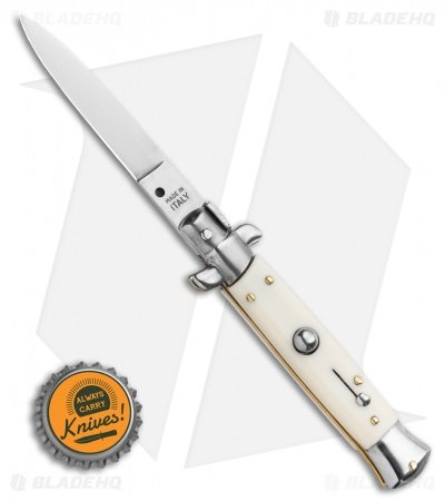 Frank B. 7.5" Italian Stiletto Automatic Knife Sim Ivory (3.5" Polish Flat) - Image 4