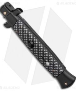 Alternative view of Frank B 9" Italian Stiletto Automatic Knife Sim Carbon Fiber (4" Black)