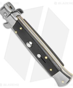 Alternative view of Frank B 9" Italian Stiletto Spear Point Automatic Knife Ebony (4" Satin)