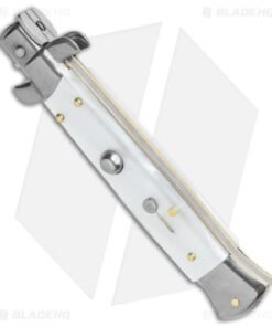 Alternative view of Frank B 9" Italian Stiletto Automatic Knife White Pearlex (4" Satin Dagger)