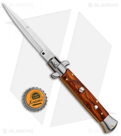 Frank B 9" Italian Stiletto Automatic Bayonet Knife Cocobolo (4" Satin) - Image 4