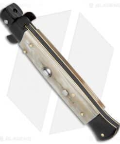 Alternative view of Frank B 9" Italian Stiletto Bayonet Automatic Knife Honey Horn (4" Black)