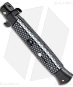 Alternative view of Frank B 9" Italian Stiletto Automatic Knife Sim Carbon Fiber (4" Black Dagger)