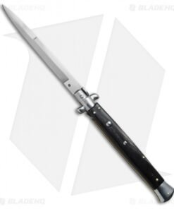 SKM 13" Italian Stiletto Bayonet Automatic Knife Dark Horn (6" Satin)