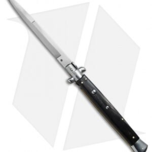 SKM 13" Italian Stiletto Bayonet Automatic Knife Dark Horn (6" Satin)