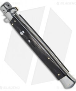 Alternative view of SKM 13" Italian Stiletto Bayonet Automatic Knife Dark Horn (6" Satin)