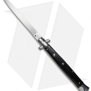 SKM 13" Italian Stiletto Automatic Knife Dark Horn (5.7" Satin Flat)