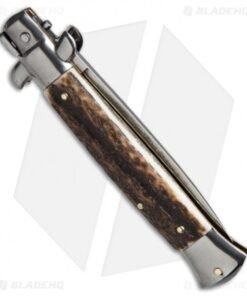Alternative view of Frank B 9" Italian Stiletto Automatic Knife Stag Horn (4" Satin Flat)