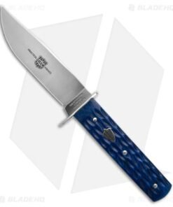 GEC H10 Hunter Fixed Blade Knife Ocean Blue Jigged Bone Small Seed (4.4" Satin)