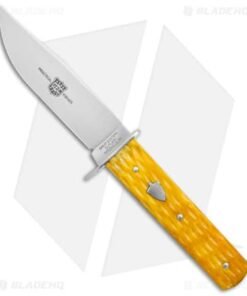 GEC H10 Hunter Fixed Blade Knife Sun Yellow Jigged Bone Small Seed (4.4"Satin)