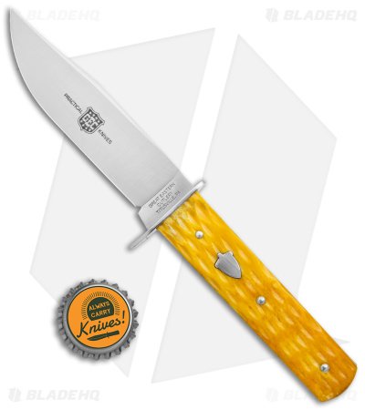 GEC H10 Hunter Fixed Blade Knife Sun Yellow Jigged Bone Small Seed (4.4"Satin) - Image 4
