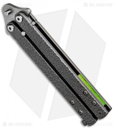 Groniger Knives Custom Balisong Knife Sculpted Ti w/ Green Spacers (4" SW) - Image 3