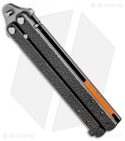 Groniger Knives Custom Balisong Knife Sculpted Ti w/ Orange Spacers (4" SW) - Image 3