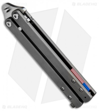 Groniger Knives Custom Balisong Knife Ti w/ USA Flag Spacers (4" Hand Satin) - Image 3
