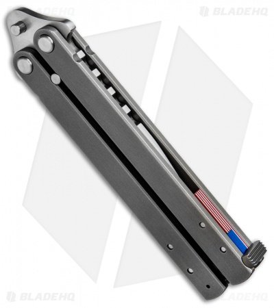 Groniger Knives Custom Balisong Knife Ti w/ USA Flag Spacers (4" Hand Satin) - Image 2