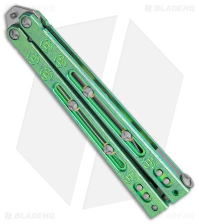 Heed Industries SeaKnight Butterfly Knife Antique Blue/Green Ti (4.6" Two-Tone) - Image 3