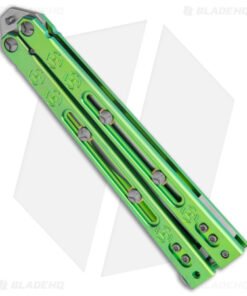 Alternative view of Heed Industries SeaKnight Balisong Butterfly Knife Green Titanium (4.6" Satin)