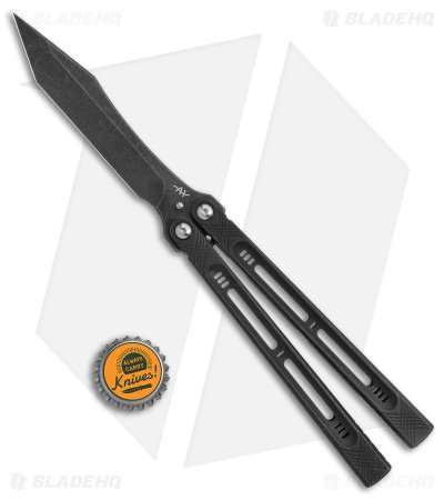 Heibel Knives Menace Balisong Knife Black Titanium (4.6" Black Stonewash) #091 - Image 4