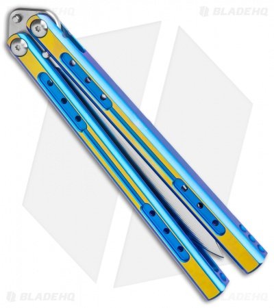 Heibel Knives Sapient Balisong Knife Blue/Gold Two-Tone (4.25" Satin) #61 - Image 3