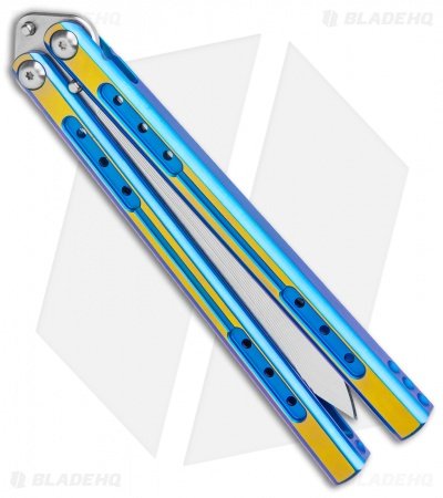 Heibel Knives Sapient Balisong Knife Blue/Gold Two-Tone (4.25" Satin) #61 - Image 2