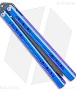Alternative view of Heibel Knives Sapient Balisong Knife Blurple Ti (4.25" Beveled Black SW) #67