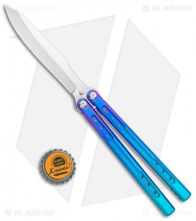 Heibel Knives Sapient Balisong Knife Gradient Blue Ano (4.25" Beveled Satin) #59 - Image 4