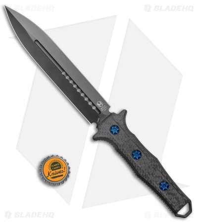 Heretic Knives Nephilim Fixed Blade Knife CF/Blue Ti (6.5" Black) - Image 4
