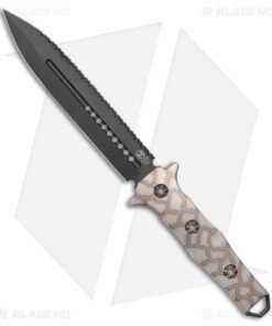 Heretic Knives Nephilim Fixed Blade Knife Flamed Titanium(6.5" Black Serr)