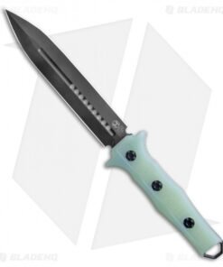 Heretic Knives Nephilim Fixed Blade Knife Natural Jade G-10 (6.5" Black DLC)